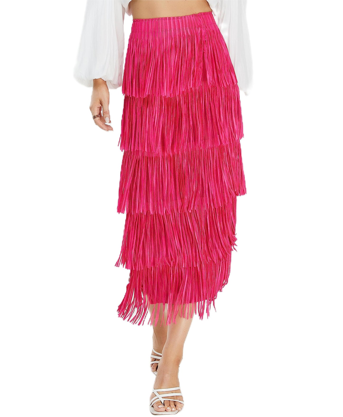 Women's Fringe Trim High Waist Short Pencil Bodycon Skirts, Sexy Elegant Fringe Long Maxi Skirt Summer Party Work