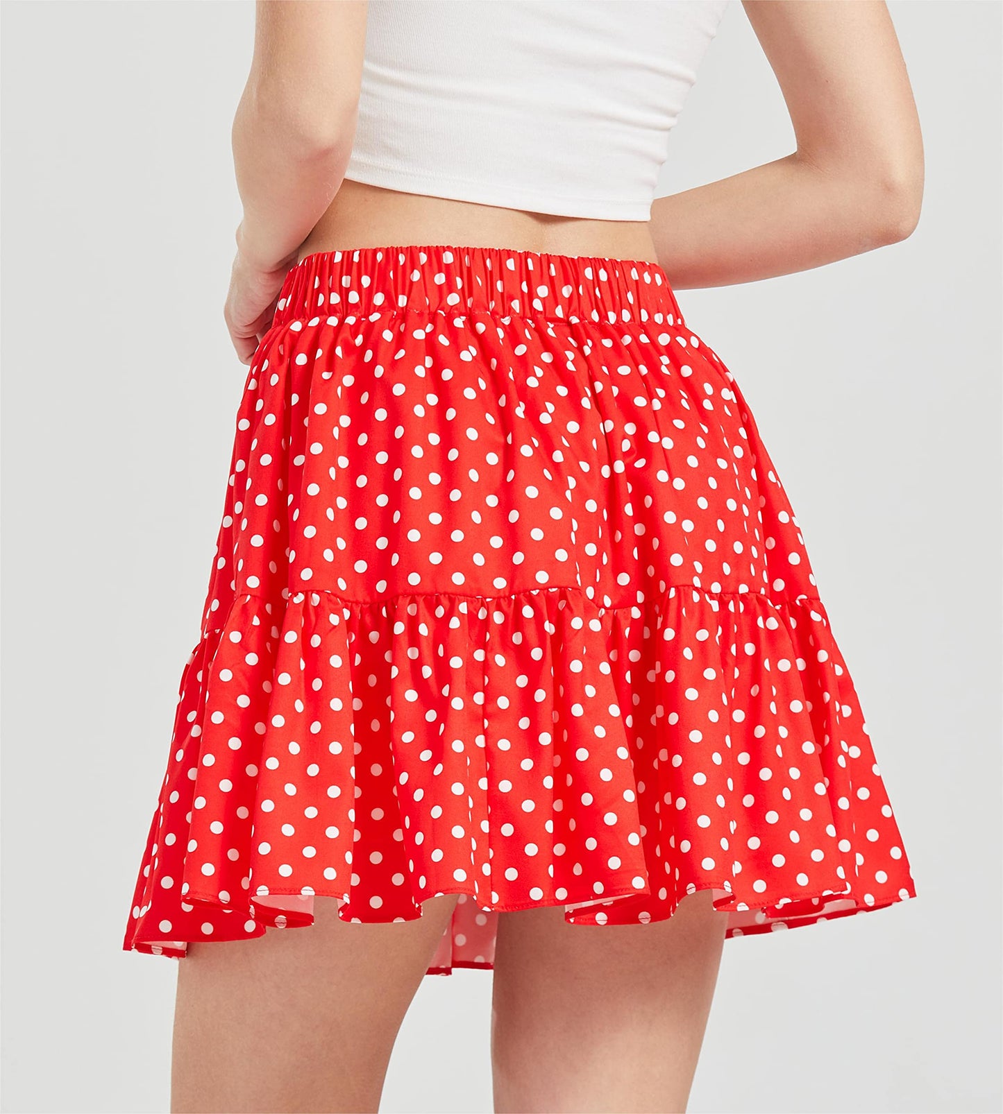 Women's Summer High Waist Ruffle Skirt A-Line Casual Print Pleated Swing Beach Skater Flared Mini Skirt with Shorts
