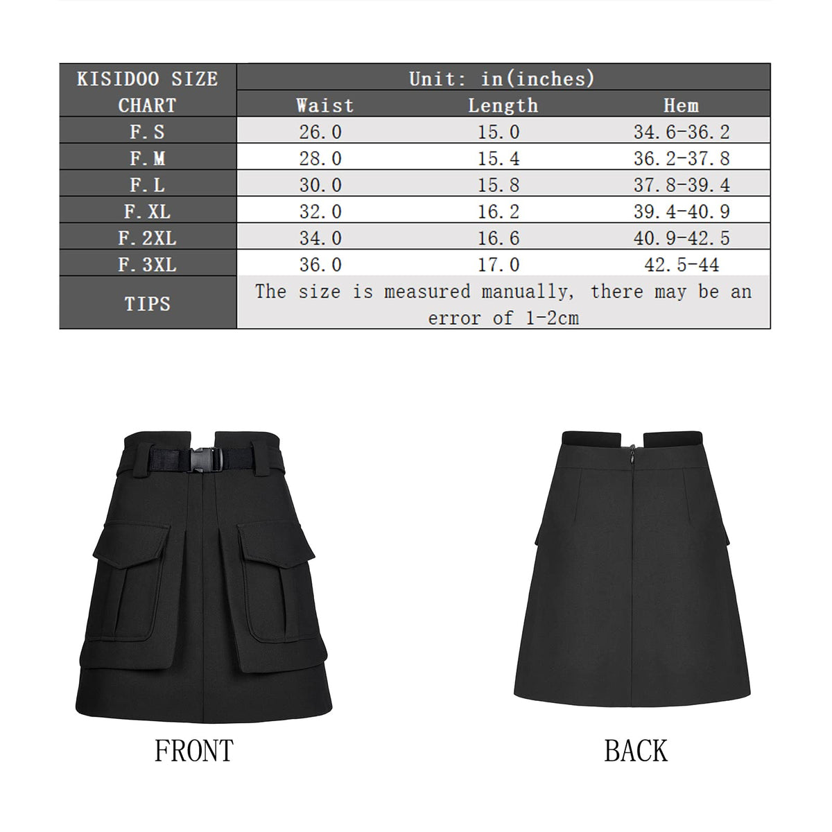 Kisidoo Women&#39;s Skirts Casual High Waist A-Line Skirts for Women Trendy Knee Length Mini Skirt with Pockets